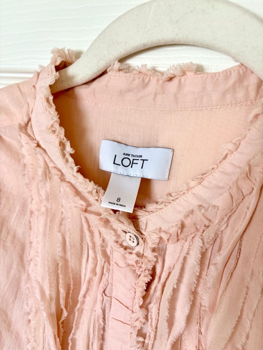 LOFT Light Pink Sleeveless Dress with Ruffles & Removable Tie — *runs small* - Picture 3 of 4